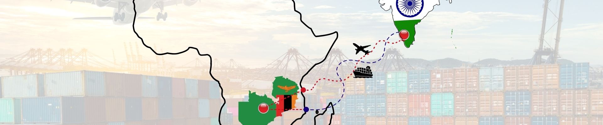 Animated route — Mumbai to Indian Ocean to Dar es Salaam to Lusaka